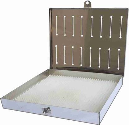 FLORIX Stainless Steel STERILIZER (8×9×1)INCHES. Instrument Tray with Silicon Mat - 1 Slots