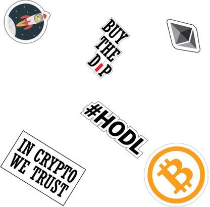 Maachis 7.62 cm Crypto Stickers for Laptop Mobile Pack of 6 Start Up Trading Sticker Self Adhesive Sticker