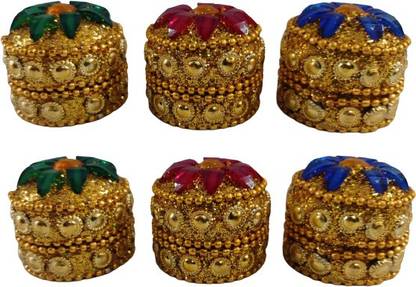 S Mark Kumkum Box For Pooja Accessories | Pack Of 6 | (Multicolor) 1 Vanity Box