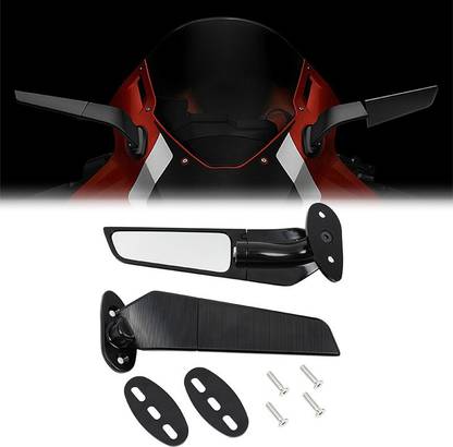 Voiture 2PCS Rearview Side Mirror Wind Swivel Wing Fin Easy Adjust Direction Superbikes Bike Mirror Adapter
