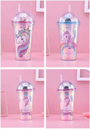 Le Delite UNICORN SIPPER BOTTLE (1 PIECE ) / HOLOGRAPHIC SHAKER, JUICE , TUMBLER 400 ml Sipper