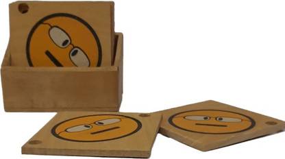 SR Handicrafts Square Reversible Wood Coaster Set