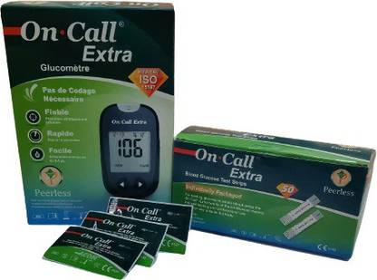 On Call Extra Glucometer with 50 Test Strips Glucometer