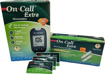 On Call Extra Glucometer With 100 Individual Test Strips Glucometer