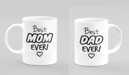 PRIDE STORE Best Mom Ever Best Dad Eevr Coffee Mom Dad Birthday Anniversary Set Of 2 Ceramic Coffee Mug