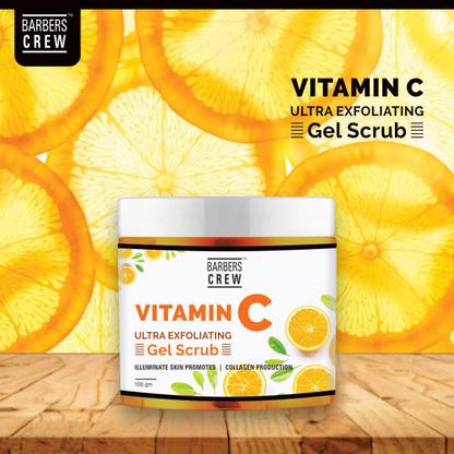 Barbers Crew Vitamin-C Face & Body Gel Scrub | Exfoliating For Men & Women-100gm Scrub
