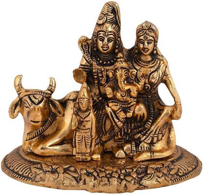EliteTouch Shiva Parvati Ganesh Idol Shiv Parivar Murti Statue Sculpture Decorative Showpiece  -  14 cm