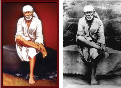 Keyo 45.72 cm Religious Saibaba Sticker (Pack of 2) Self Adhesive Sticker