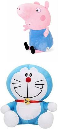 The Mechanic Peppaa pig and doremon soft toys set of 2  - 17 mm