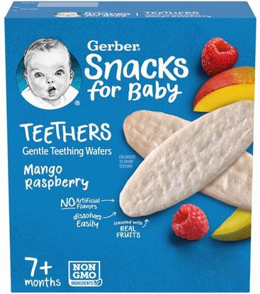 GERBER Teethers Gentle Teething Wafers, Mango Rasberry - 48g Baby Snacks 10 g