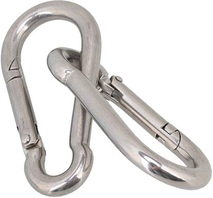 MR.B SPORTS M8x100mm Stainless Steel Spring Snap Hook Carabiner/Hook Locking Carabiner