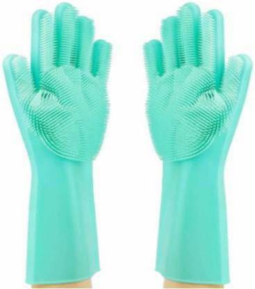 Surat Dream Dish Washing Gloves Silicon Hand Cleaning Scrubber For Kitchen Pet Grooming Kit Wet and Dry Glove Set