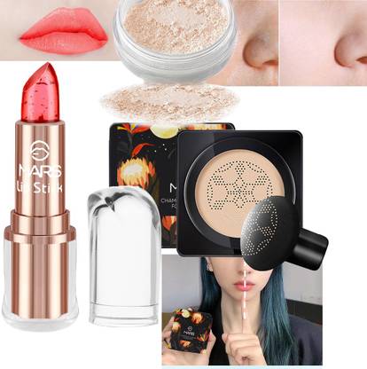 MARS Makeup Combo Kit Air Cushion Foundation, Lipstick for Women (GC1707)
