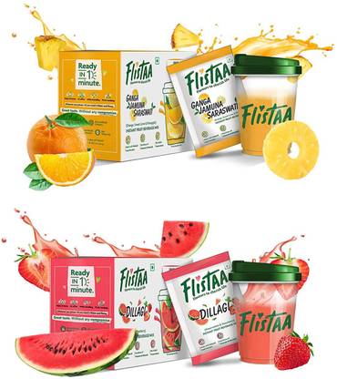 FLISTAA Orange Mosambi Pineapple n Watermelon Strawberry Fruit Juice Powder Instant Mix