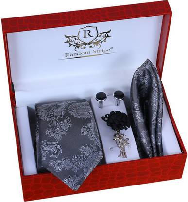 RANDOM STRIPE Satin Cufflink & Tie Pin Set