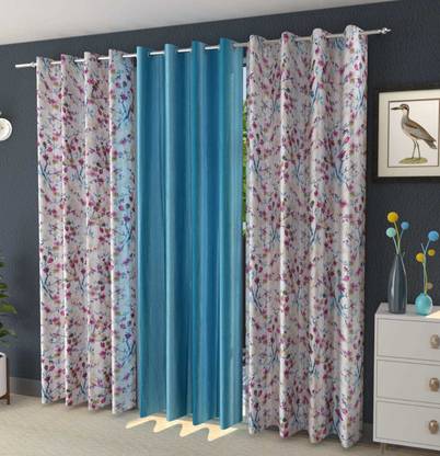 Diksha 152.4 cm (5 ft) Polyester Room Darkening Window Curtain (Pack Of 3)