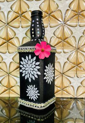 Artistry the indian way Handmade Decorative Bottle/Vase/Table Decor/Material Glass Decorative Bottle