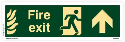 SUNSIGNS 2 pcs of Fire Safety Signage Board with UP Arrow Direction Emergency Sign