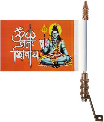 FLASHFULL LORD SHIVA PRINTED FLAG FOR CAR BONNET Double Sided Wind Car Window Flag