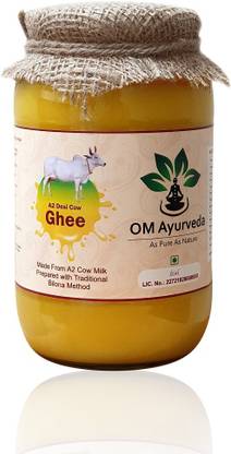 Om Ayurveda A2 Desi Cow Ghee Glass Bottle