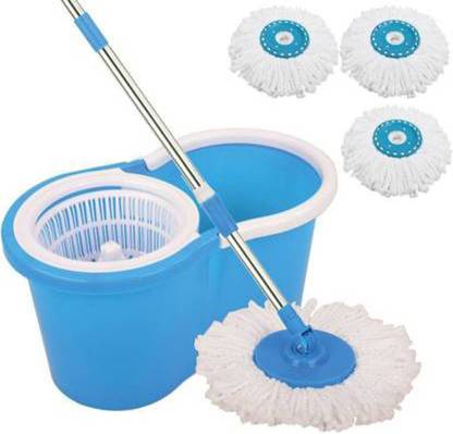 V-MOP Classic Dry Bucket Spin Magic Mop with 3 Super Microfiber Refiils for Home Mop Set, Duster, Mop, Cleaning Wipe, Bucket, Floor Wiper, Mop Refill