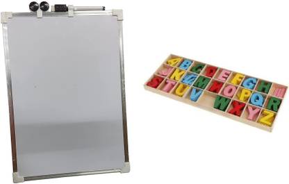 MOREL ALPHABET SET(5PCS EACH) & MAGNETIC DOUBLE SIDED WHITE BOARD FOR ART CRAFT