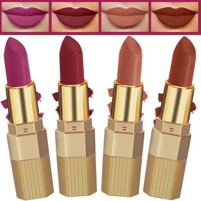 FORFOR Xpression Weightless Matte Lipstick Creamy , Long Lasting Pack 4 (5-8 hrs stay)