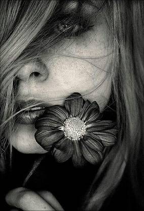 Digital Painting beautiful girl with flower Poster Wallpaper on fine art paper 13x19 Fine Art Print