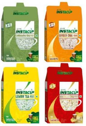 ATLANTIS Instant Lemon, Cardamom, Ginger and Masala Tea Premix Powder Combo (40 Sachets) Lemon, Cardamom, Ginger, Spices Instant Tea Box