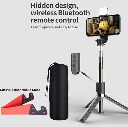 POZUB 3in1 Bluetooth Selfie Stick With LED Fill Light +Carry Bag+ Mobile Stand Holder Tripod, Monopod, Monopod Kit, Tripod Ball Head, Tripod Bracket, Tripod Clamp, Tripod Kit