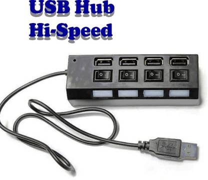 Zohlo 4 Port 2.0 USB Hub Power Supply Charging Adapter USB Hub High Speed with Switch on/Off USB Hub