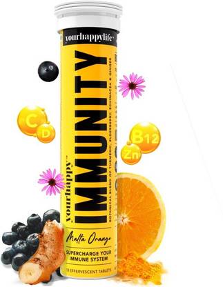 YourHappyLife YourHappy Immunity with Multivitamins Turmeric Ginger in Malta Orange - 18 Tablets
