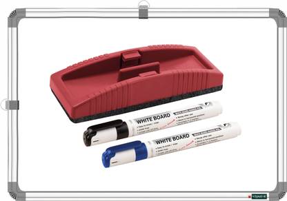 YAJNAS Non Magnetic 1X1.5 Feet, Double-Sided Writing White & Chalk board & 2 Markers and 1 Duster Whiteboards and Duster Combos