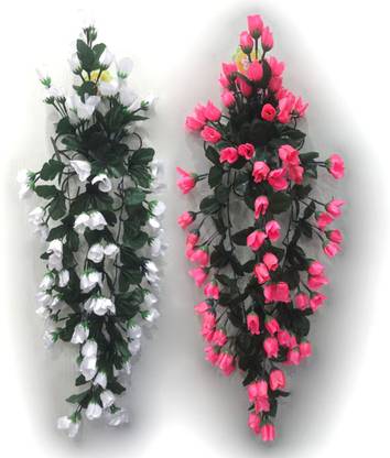 OM COLLECTIONS Artificial Creepers hanging flower Multicolor Rose Artificial Flower  with Pot