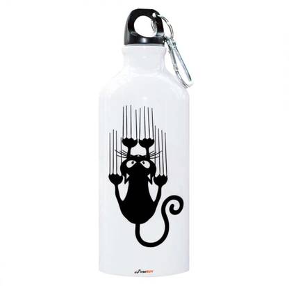 FirseBUY Aluminium Water Bottle with Creative Cute Cat Falling Design Print Funny Gift 600 ml Bottle
