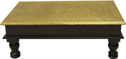 Indune Wooden Rectangular Pooja Chowki/Chowki for Home/Chowki for Puja 15" x 21" Wooden All Purpose Chowki
