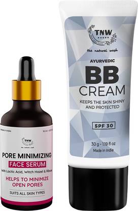 TNW - The Natural Wash Skincare Combo with BB Cream and Pore Minimizing Face Serum | For No Makeup Look & Minimizing Open Pores