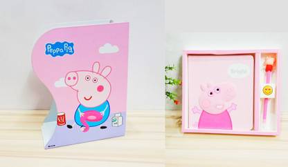 Magic of Gifts 3 Compartments Metal Cartoon Adjustable Bookshelf for Kids | Fancy Diary with Pen Gift for Kids