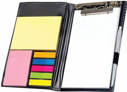 FITUP Memo Note Pad Book with Sticky Notes & Pen With Clip Holder in Diary Style Book-size Note Pad Single Rule 50 Pages