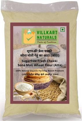 VILLKART NATURALS Sugarfree Fresh Chakki Sona Moti Wheat Flour (Atta)