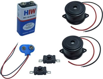 77Q DIY 6-12V Piezo Buzzers, 9V Battery, Battery Connector, Switches, Combo Of 6 Electronic Components Electronic Hobby Kit