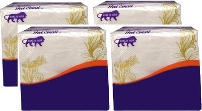 SEASHELL TRADING PAPER TISSUE/SERVIETTES- 200 PIECES (PACK OF 4 X 50) White Paper Napkins