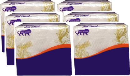 SEASHELL TRADING PAPER TISSUE/SERVIETTES- 300 PIECES (PACK OF 6 X 50) White Paper Napkins