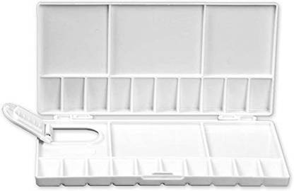 KNAFS Colour Mixing Plate Portable White Watercolor Paint Palette Case Folding Palette 20 Paint Wells Palettes  with Lid