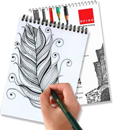 ZIARO A-4 SIZE SKETCH BOOK/ ART FILE UNRULED WHITE SHEETS - 140 GSM Sketch Pad
