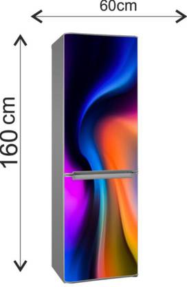 Nandinidecor 160 cm Abstract Colour Waves Single Door double Door Fridge art wallpaper Sticker Self Adhesive Sticker