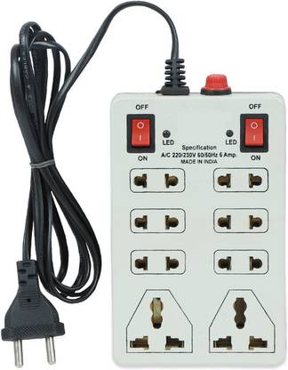 DIGWAY 8 SOCKET 2 SWITCHES EXTENSION CORD/ EXTENSION BOARD -2.0 Meter Cord Length 8  Socket Extension Boards
