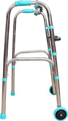 CLASORA folding Steel walker height adjustable with wheels Walking Stick