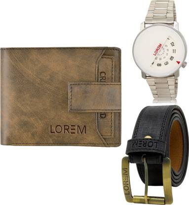 LOREM Belt, Wallet & Watch Combo