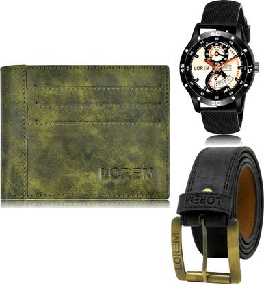 LOREM Belt, Wallet & Watch Combo